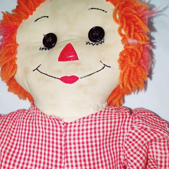 Vintage Handmade Raggedy Ann and Andy Dolls 20 Inches Pre-Owned - Picture 4 of 16